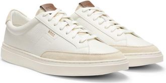 BOSS Leather sneakers with suede trims