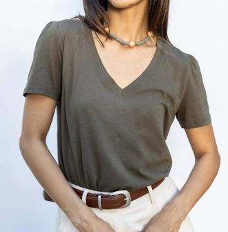 bobi V-Neck Raglan Short Sleeve Tee In Troops