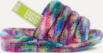 UGG Womens Fluff Yeah Pixelate Slippers In White