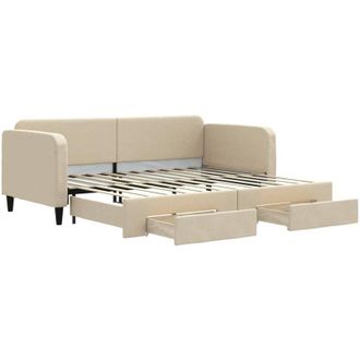 vidaXL Vidaxl - Sof&aacute; Cama Nido Con Cajones Tela Color Crema 90x200 Cm