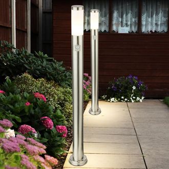 ETC Shop Set Di 2 Luci Da Esterno Da Esterno In Acciaio Inox Design Lampade Per LIlluminazione Del Percorso Del Giardino Rilevatore Di Movimento