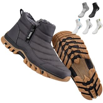 Generic Boots, Mens Waterproof Warm Cotton Zip Snow Ankle Boots, Fur Lined Slip on Thick Plush Booties Waterproof Snow Mid Calf Boot Thermal Anti-Slip Outdoor