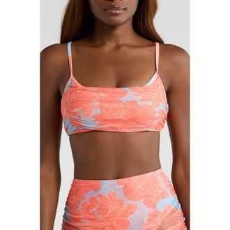 Hutch Tawnie Bikini Top in Pink And Blue Peonies at Nordstrom, Size X-Small