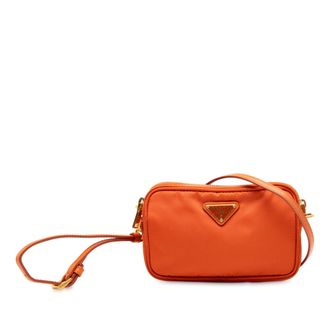 Prada Tweedehands Mini Tessuto Double Zip Camera Bag