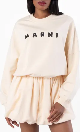 Marni Logo Print Cotton Crewneck Sweatshirt, Brand Size 40 ( US Size 8 )