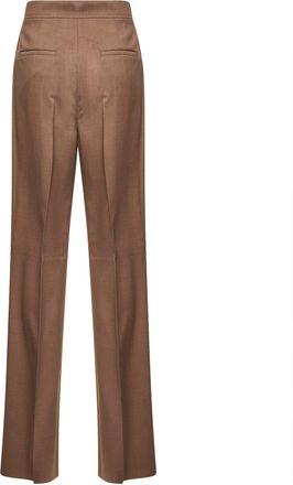Max Mara Womens Hazelnut Twill Straight Trousers Virgin Wool