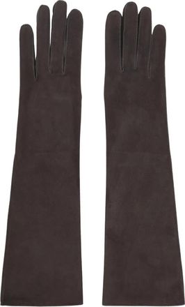 Lanvin Long Slim Suede Gloves - Dames - Handschoenen - Bruin - 7 IN - Leer - Accessoires