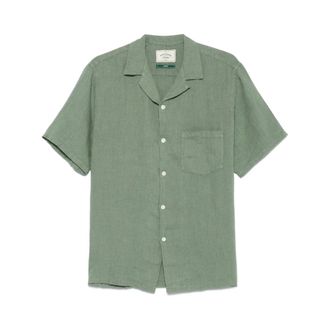 Portuguese Flannel Short Sleeve Shirts, male, Green, Size: S Moss Green Flannel Shirt Short Sleeves