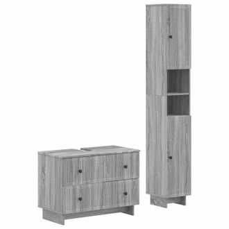vidaXL Juego De Gabinete De Ba&ntilde;o De 2 Piezas Ede Sonoma Gris Vidaxl