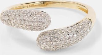 Stone and Strand Hug 14kt gold ring with diamonds