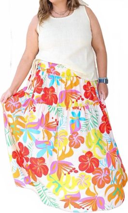 Adrienne Ellie Floral Tiered Maxi Skirt In Palm Spring