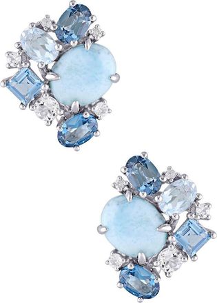 Delmar Sterling Silver Larimar, London, Sky Blue & White Topaz Cluster Earrings at Nordstrom Rack