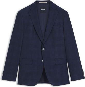 BOSS Checked slim-fit jacket in virgin wool