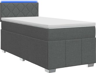 vidaXL Cama Con Base Tapizada, Colch&oacute;n Y Luz Led Gris Oscuro Tela Vidaxl