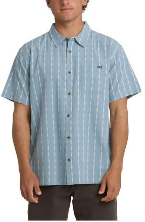 Billabong Sundays Stripe Jacquard Short Sleeve Cotton Button-Up Shirt in Blue Fog at Nordstrom, Size Medium