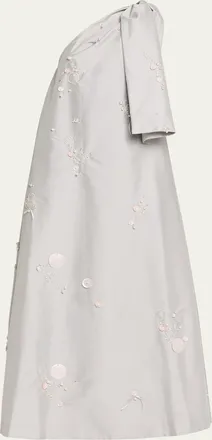 Bernadette Winnie One-Shoulder Bow Embellished Taffeta Gown