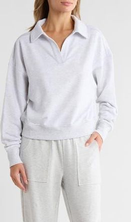 90 Degree by Reflex French Terry Chill Mode Polo Sweatshirt in Heather Light Grey at Nordstrom Rack, Size X-Large