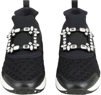 Roger Vivier Crystal Embellished Buckle SlipOn Sneakers Size 39