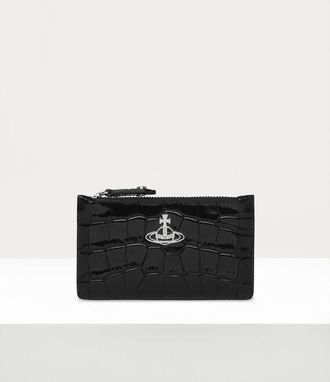 Vivienne Westwood Slim Long Card Holder Emboss Croc Leather Black One Size Women