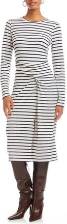 Fifteen Twenty Sadie Stripe Side Drape Midi Dress at Nordstrom, Size X-Small