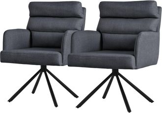 ML Design Ml-design - 2x Silla De Comedor Giratoria, Antracita Asiento De Cocina Con Respaldo Extra&iacute;ble Y Reposabrazos Dise&ntilde;o Ergon&oacute;mico Mueble Tapizado Con Fun