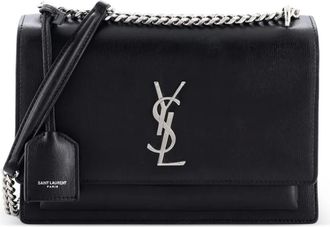 Saint Laurent Borsa a tracolla Sunset media in pelle - Nero