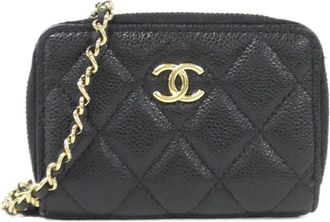 Chanel Black Grained Calfskin Coin Purse/Coin Case (Pre-Owned)