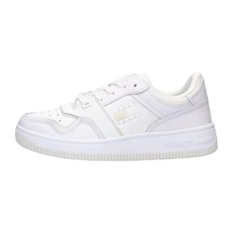 Tommy Jeans Schoenen, Dames, Veelkleurig, 37 EU, Leer, Witte Lage Top Sneaker Cupsole
