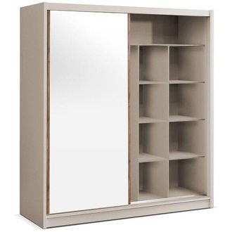Vente-Unique Armadio 2 ante scorrevoli Con specchio L203 cm Beige e Naturale - CALOWI