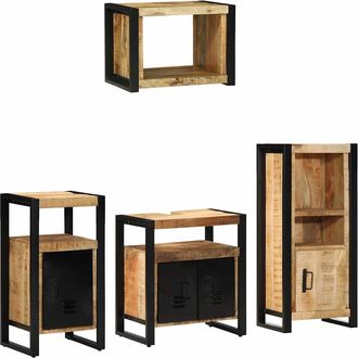 vidaXL Juego De Muebles De Ba&ntilde;o 4 Uds. Marr&oacute;n Y Negro Vidaxl