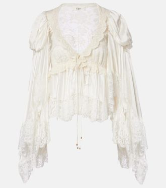 Chlo&eacute; Chlo&eacute; Top in raso di seta con pizzo