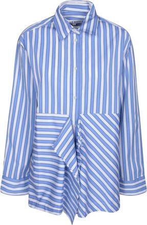 J.W.Anderson Peplum Drape Shirt - Dames - Overhemden - Blauw - 2XS - Katoen - Overhemden