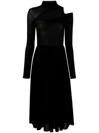 Patrizia Pepe cut-out detail lurex flared dress - women - Viscose/Elastane/Polyester/Polyamide/Polyester - 0 - Black