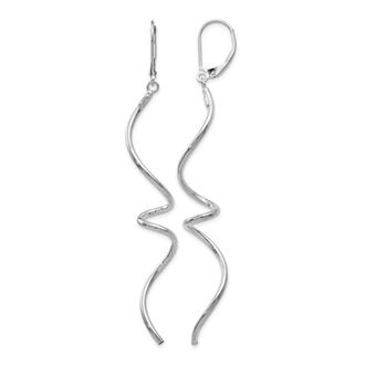 Diamond2Deal 14K White Gold Twisted Fancy Leverback Earrings