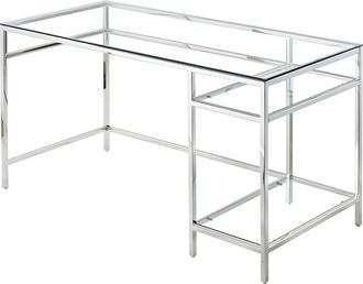 Pascal Morabito Escritorio con 2 estanter&iacute;as - Cristal templado y acero - plata - TIZIO de Pascal Morabito