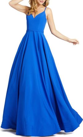 Mac Duggal Classic Sleeveless A-Line V-Neck Ballgown in Royal at Nordstrom, Size 12