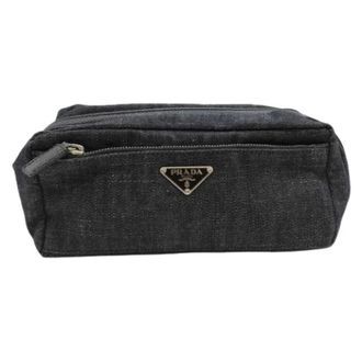 Prada Pre-owned Denim Pouch - - Pre-owned - Donna - Nero - ONE SIZE