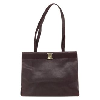 Ferragamo Pre-owned Leren Schoudertas - Dames - Pre-owned - Bruin - Maat: ONE Size Leer