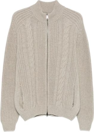 Tagliatore Kabelgebreid vest met rits - Beige