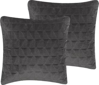 Beliani Beliani - Conjunto De 2 Cojines De Algod&oacute;n Gris 45 X 45 Cm Sala De Estar Dormitorio Moderno Lalam