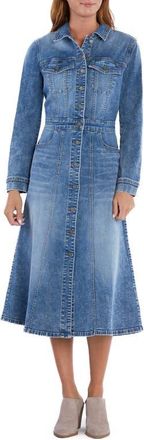 Wash Lab Denim Amalie Long Sleeve Denim Dress in Retro Blue at Nordstrom, Size X-Small