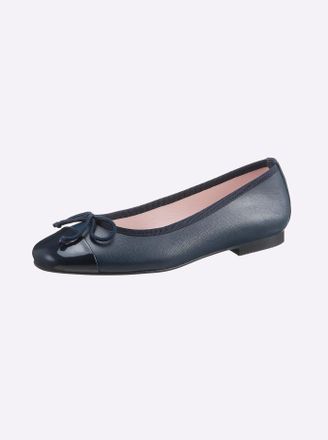 Heine Ballerina HEINE, Damen, Gr. 39, blau (marine), Glattleder, Leder, Synthetik, Schuhe Ballerina
