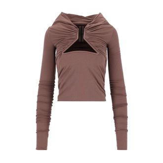 Rick Owens Jersey LS Prong - Tops - Mujer - Marr&oacute;n - M