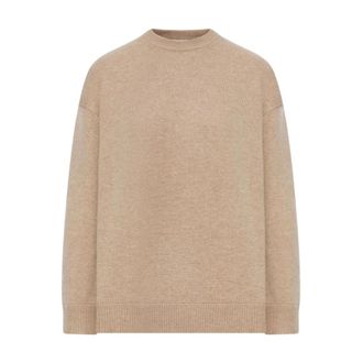 Max Mara Round-neck Knitwear, female, Beige, Size: XS Beige Wool Crewneck Sweater