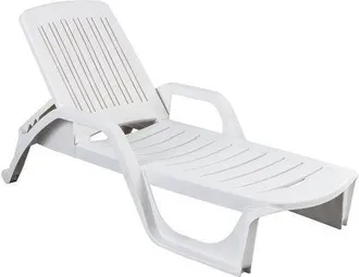 Decorspace Decor Space - Lettino In Resina Bianco Impilabile zanzibar Da Mare E Piscina 190 Cm