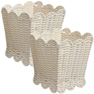 Happimess Resin 3.3-Gallon Tapered Square Wicker Watebasket with Scalloped Edge in White at Nordstrom