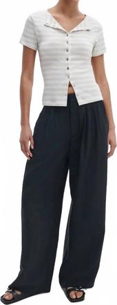 Rag & Bone Knit Strp Button Tee In Chalk Multi