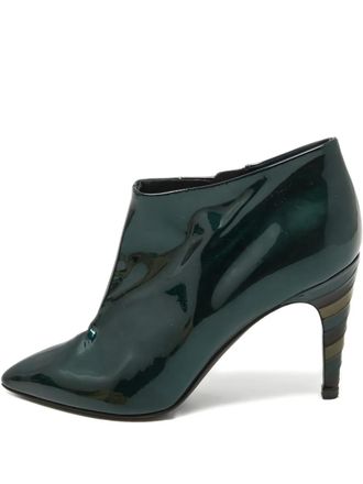 Jimmy Choo London 100mm patent-finish leather ankle boots - women - Patent Leather/Leather/Leather - 35.5 - Green