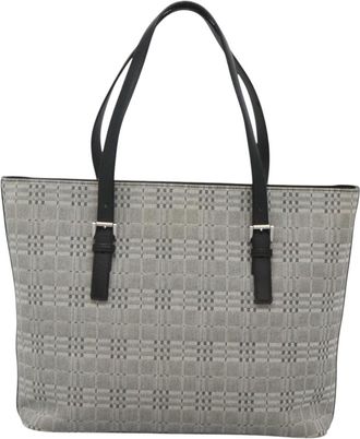 Burberry Nova Check Grey Canvas Shoulder Bag (Pre-Owned)