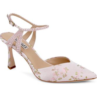 Badgley Mischka Destinee Ankle Strap Pointed Toe Pump in Light Pink at Nordstrom, Size 6.5